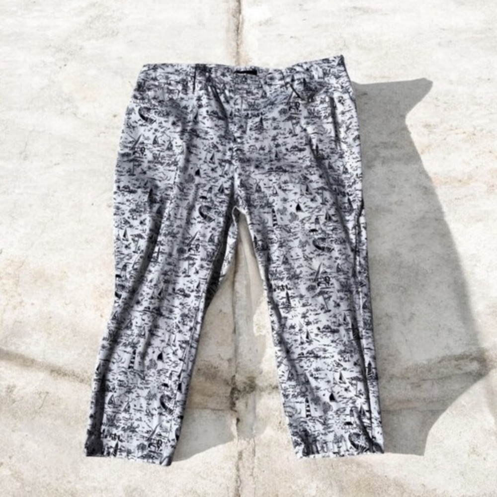 Charter Club blue and White Patterned capri Pants